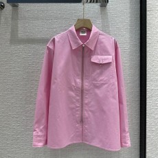에르메스 HERMRS 2023 SS 카라 포켓 핑크 여성 긴팔 셔츠 커스텀급